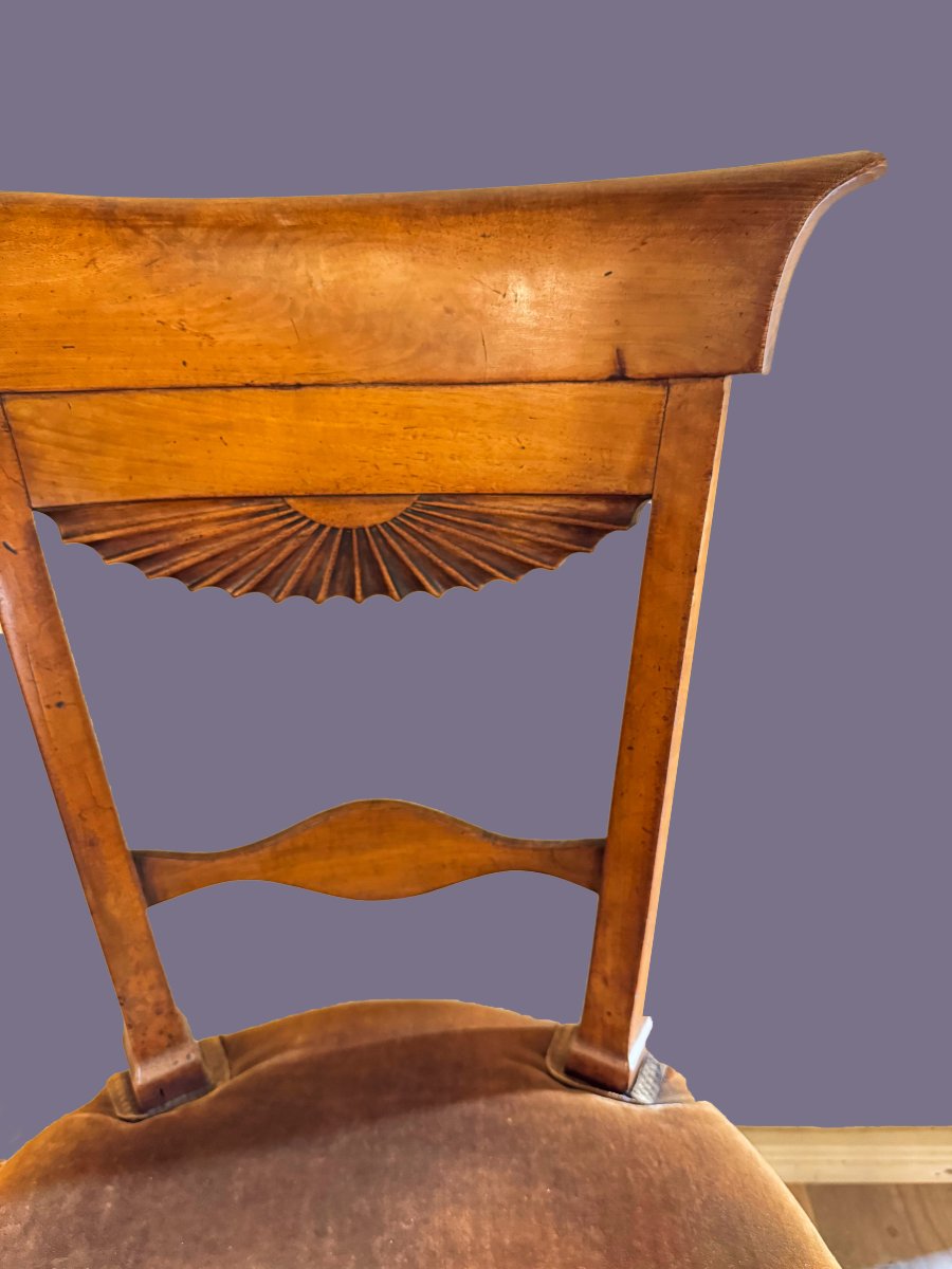 Gruppo di 4 sedie in noce, Stile Direttorio, fine del XVIII secolo-photo-6