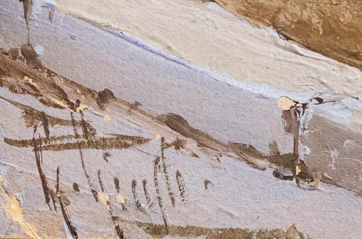 Giacinto Gigante, "Tramonto su Napoli", acquerello su carta, firmato, Epoca '800-photo-3