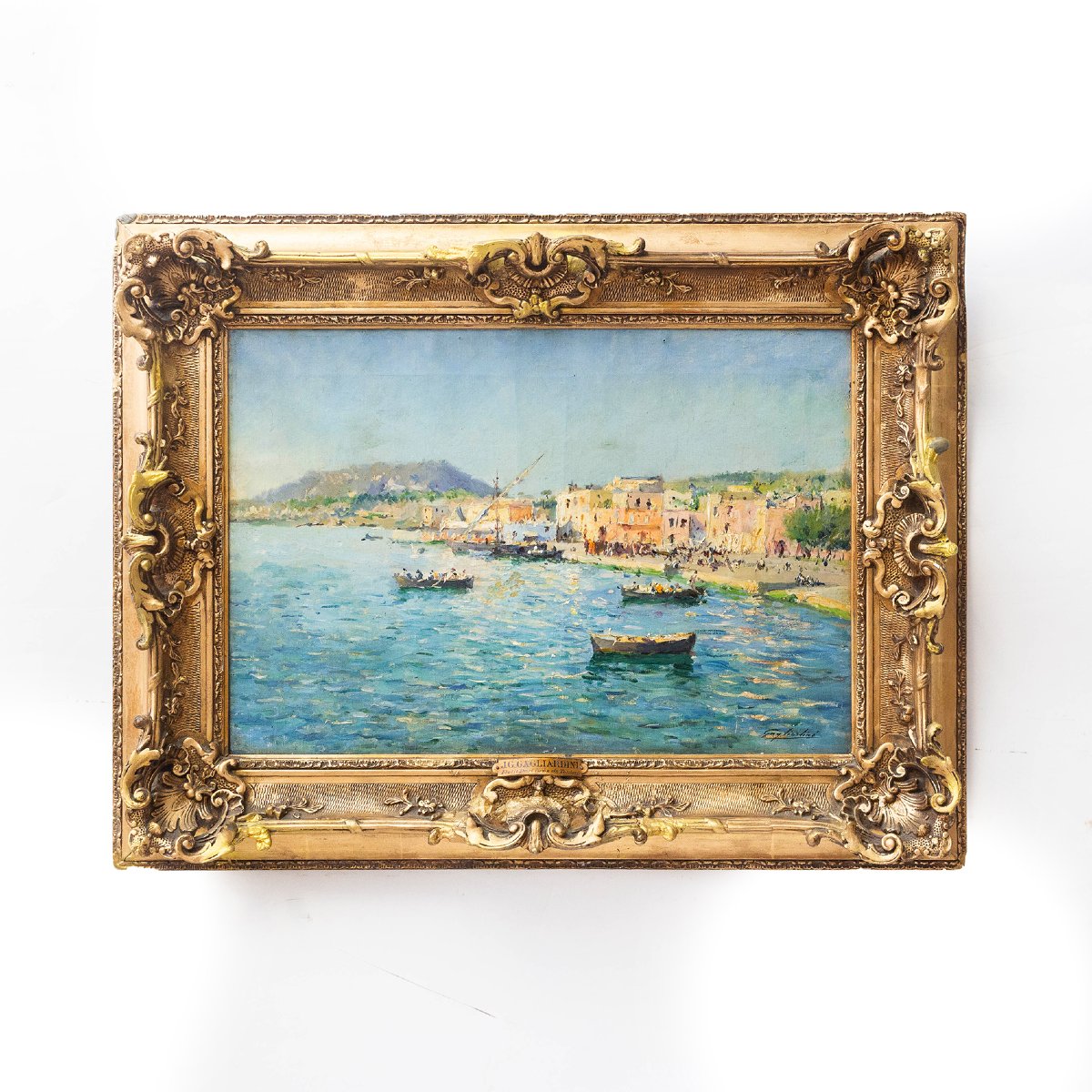 J. G. Gagliardini, “Petit port près de Toulon”, olio su tela, firmato, Epoca Primi '900-photo-2