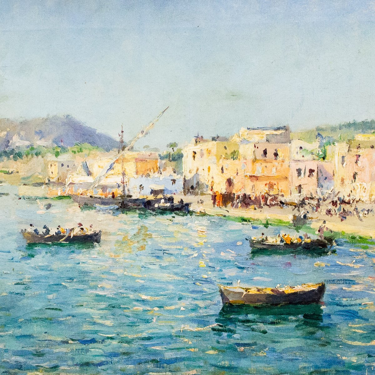J. G. Gagliardini, “Petit port près de Toulon”, olio su tela, firmato, Epoca Primi '900-photo-1