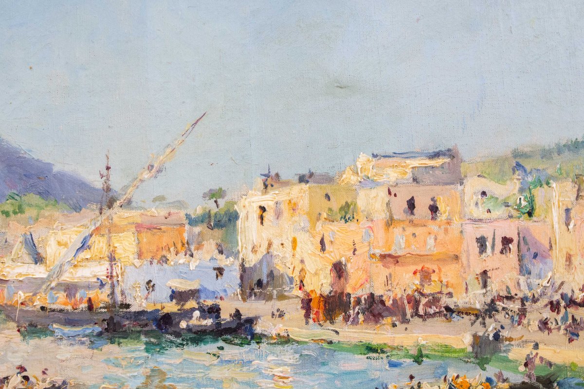 J. G. Gagliardini, “Petit port près de Toulon”, olio su tela, firmato, Epoca Primi '900-photo-8