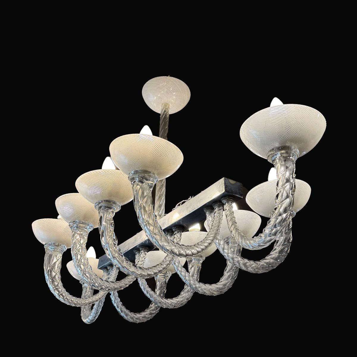 Lampadario Venini vetro di Murano, anni ’50-photo-2