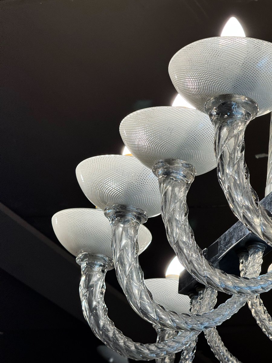 Lampadario Venini vetro di Murano, anni ’50-photo-4