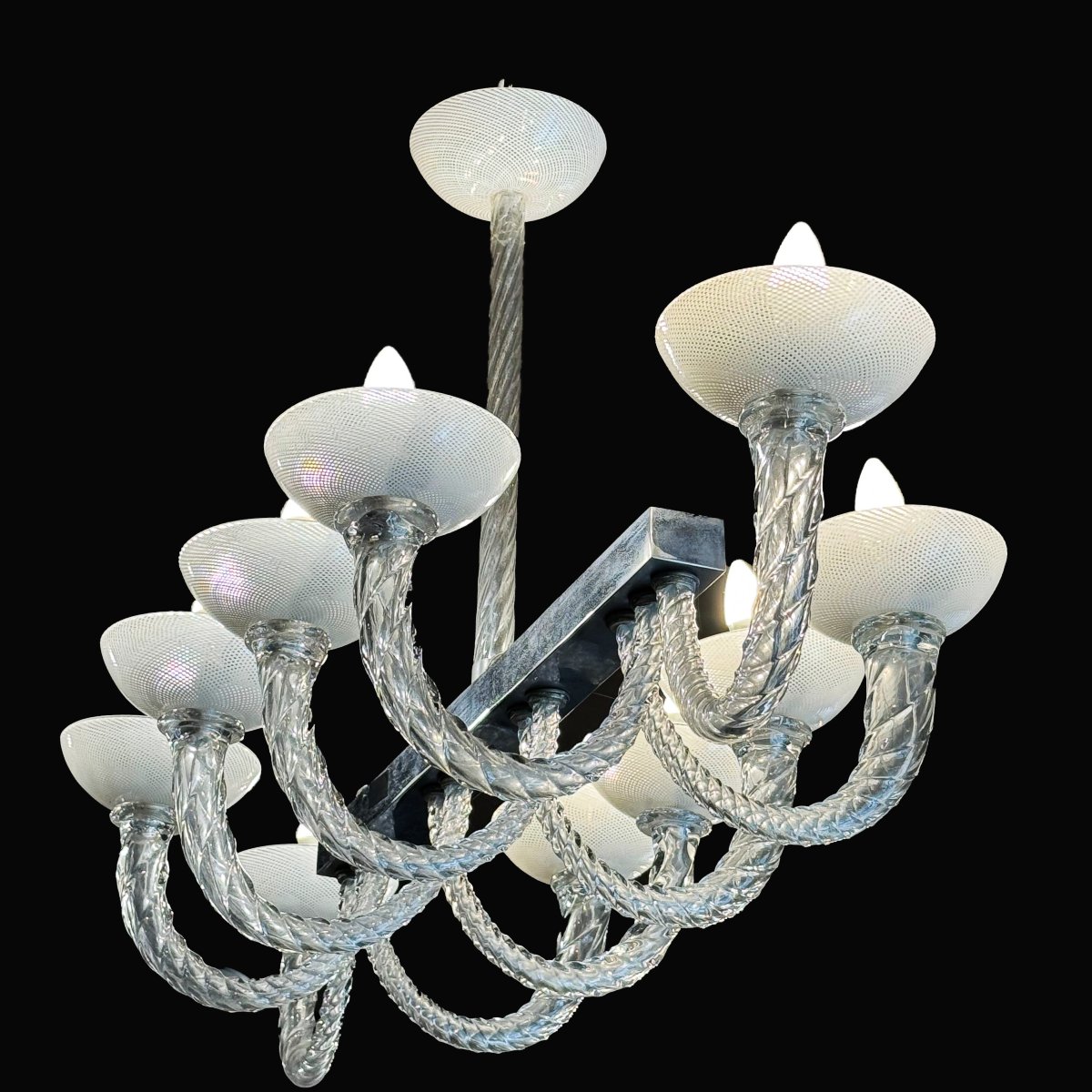 Lampadario Venini vetro di Murano, anni ’50-photo-5