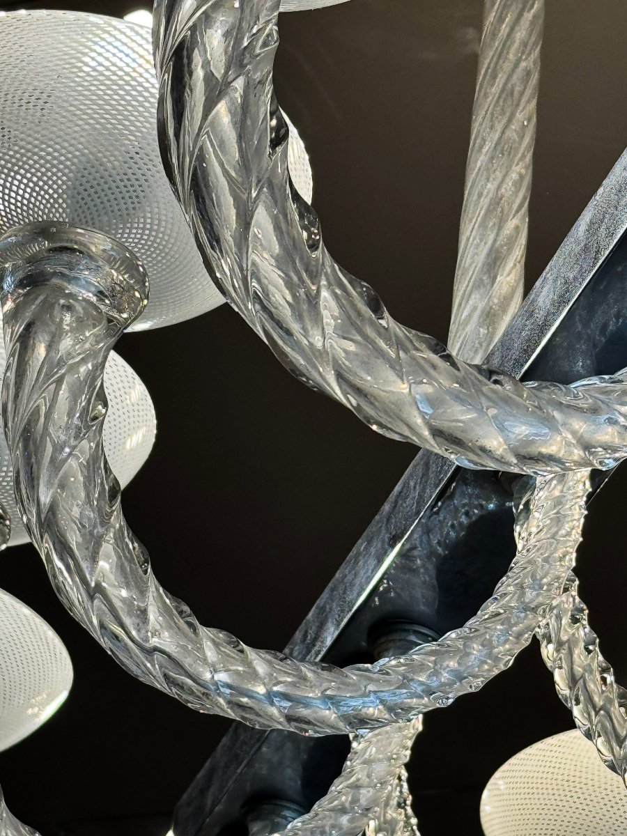 Lampadario Venini vetro di Murano, anni ’50-photo-6