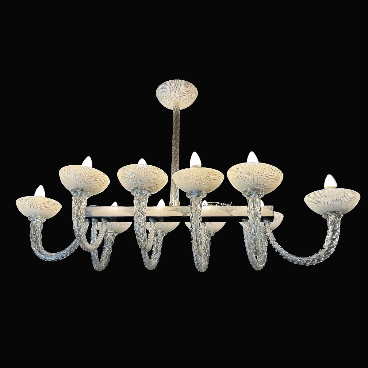 Lampadario Venini vetro di Murano, anni ’50-photo-7