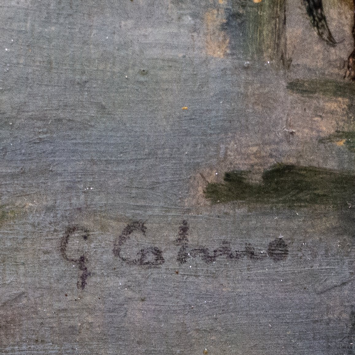 Giovanni Colmo, "Paesaggio fluviale", olio su cartone, firmato, Epoca '900-photo-3