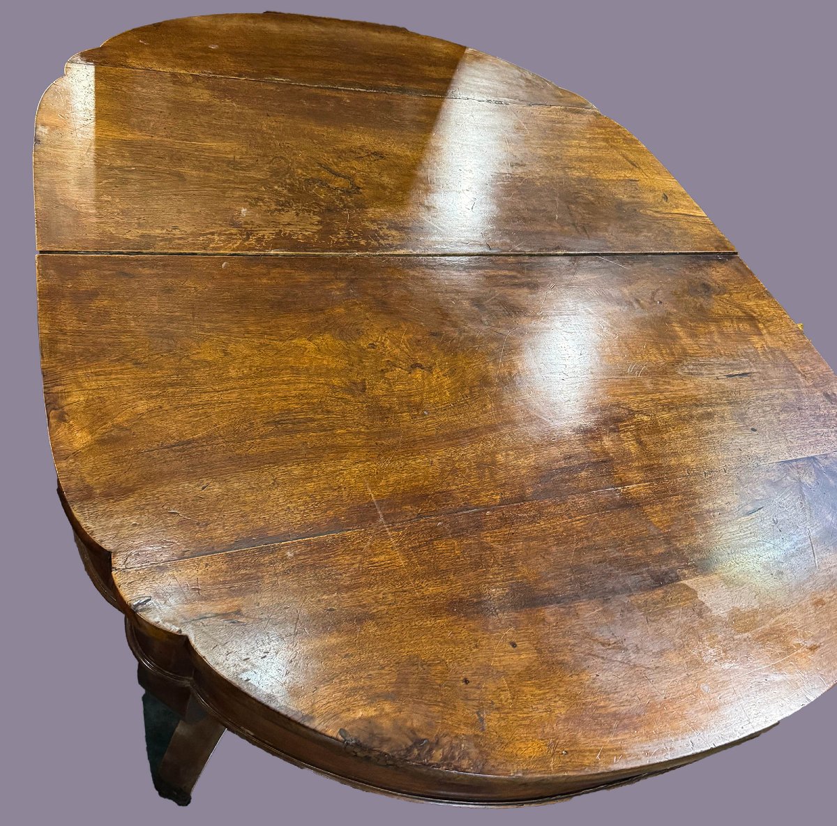 Tavolo allungabile a cestello piemontese in noce, Epoca '800-photo-4