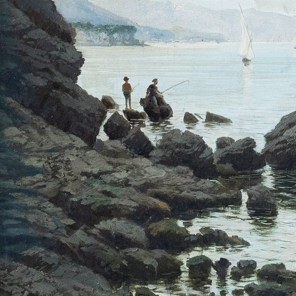 Giacinto Bo, "Vedute Naturali", olio su cartone, Epoca '800-photo-1