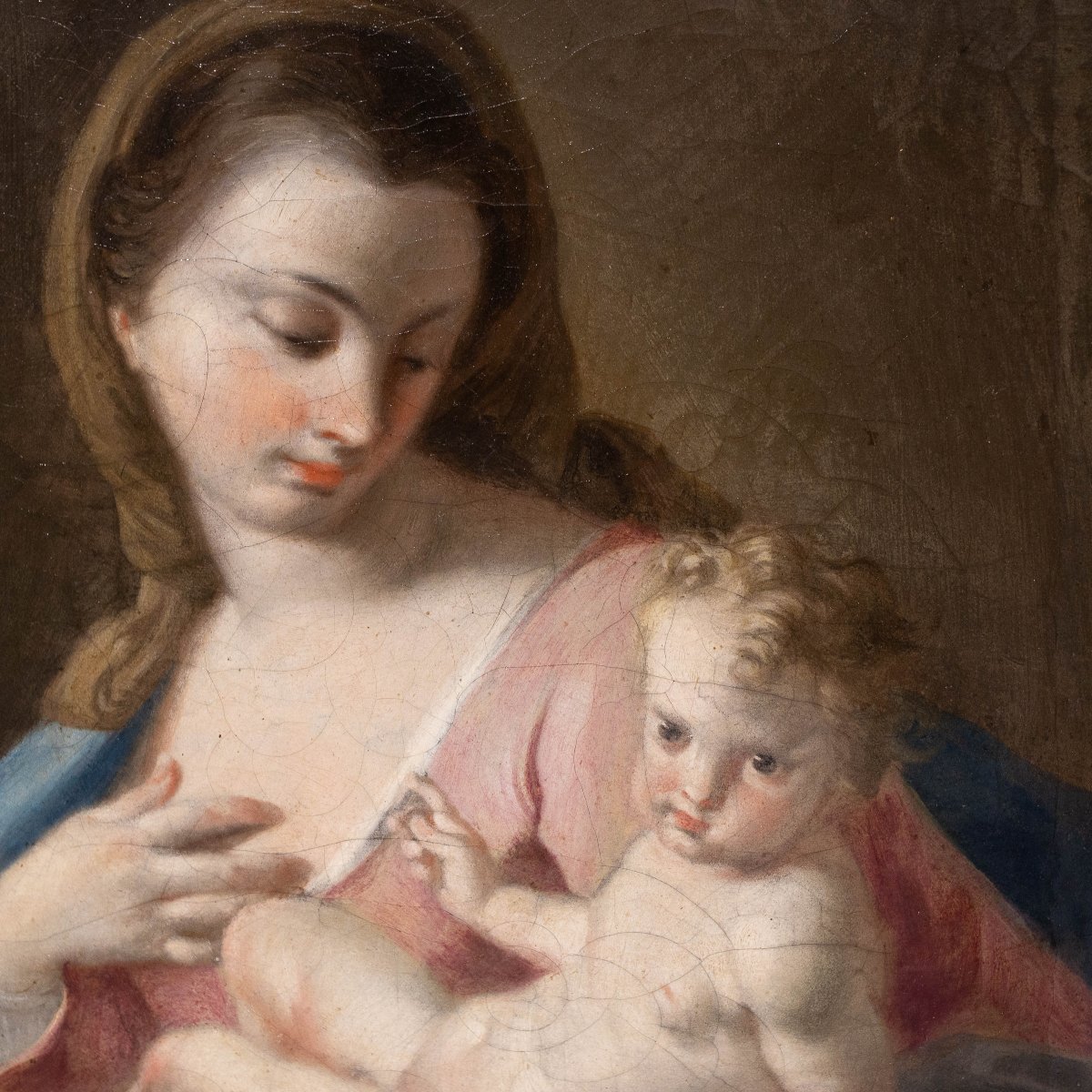 Francesco De Mura, "Madonna con bambino", olio su tela, Epoca '700-photo-4