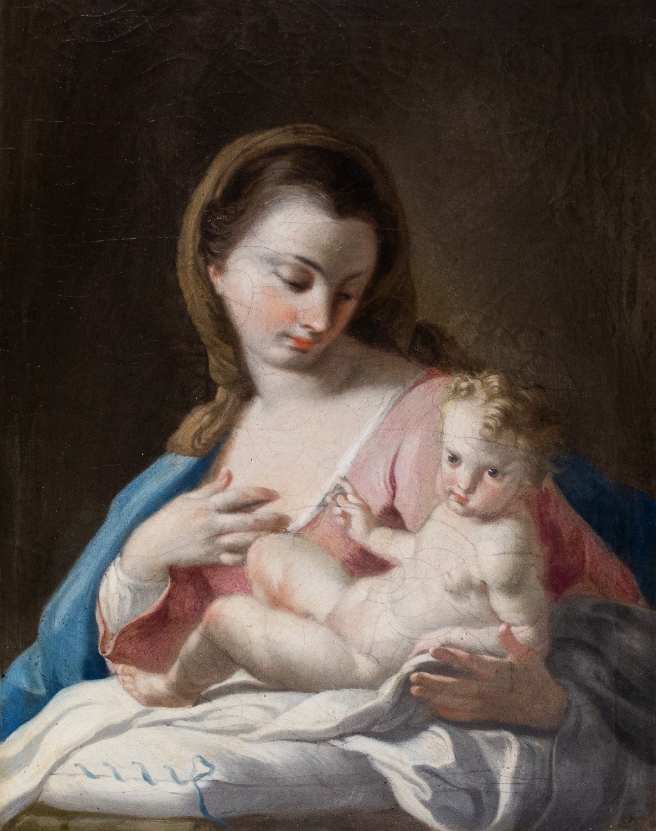 Francesco De Mura, "Madonna con bambino", olio su tela, Epoca '700