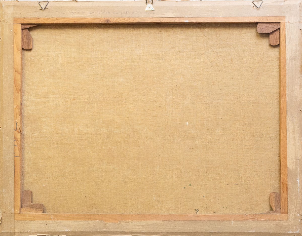 "Leonardo Roda, "Nomadi", olio su tela, firmato, Primi del '900"-photo-2