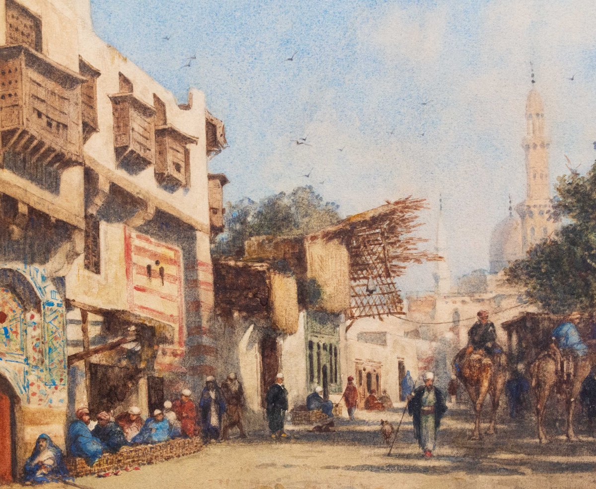 Alberto Pasini, "Il Cairo", acquerello su carta, Epoca '800-photo-4