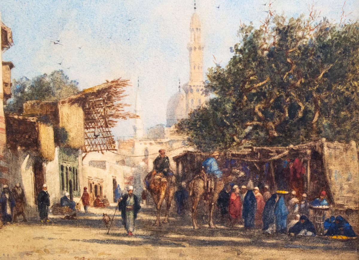 Alberto Pasini, "Il Cairo", acquerello su carta, Epoca '800-photo-5