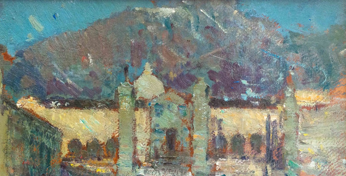 Alessandro Lupo, "Oropa", olio su cartone, Epoca '900-photo-6