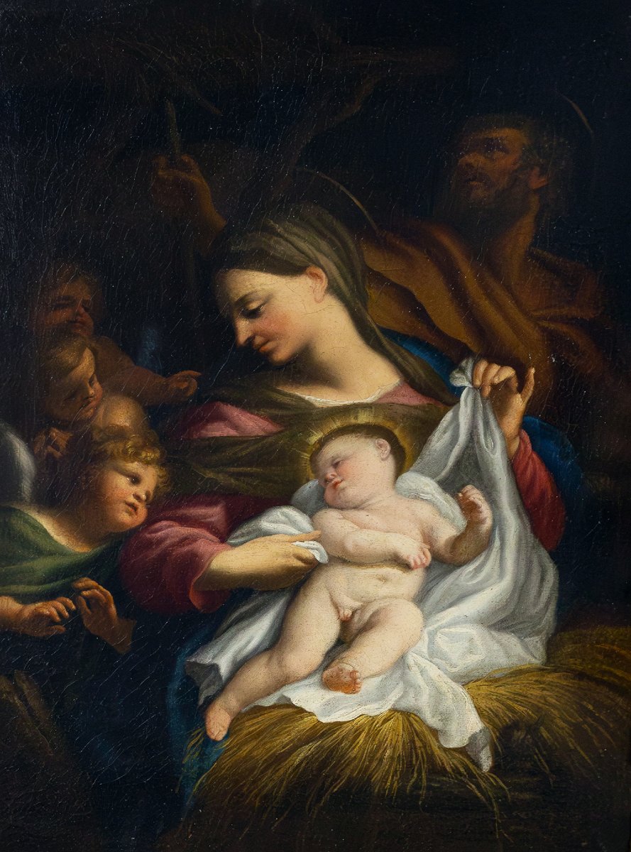 Domenico Piola, "Sacra Famiglia", olio su tela, Epoca '600-photo-2