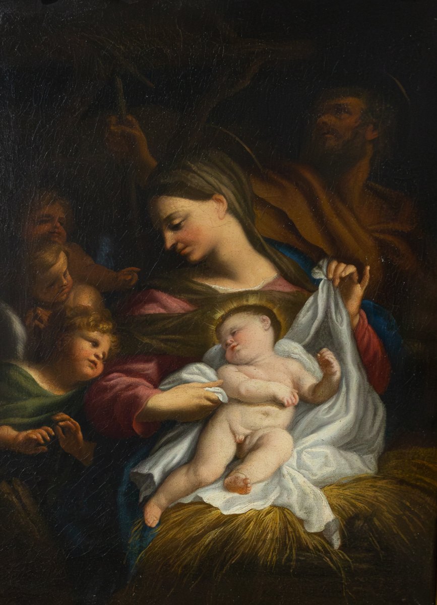 Domenico Piola, "Sacra Famiglia", olio su tela, Epoca '600-photo-4