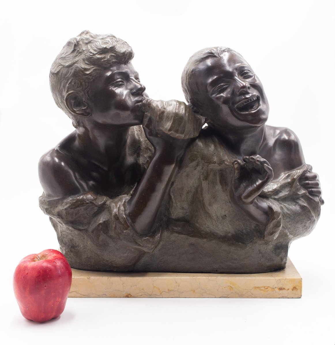 Vincenzo Aurisicchio, "I Ragazzi e la Conchiglia", in bronzo, Fine '800-photo-2