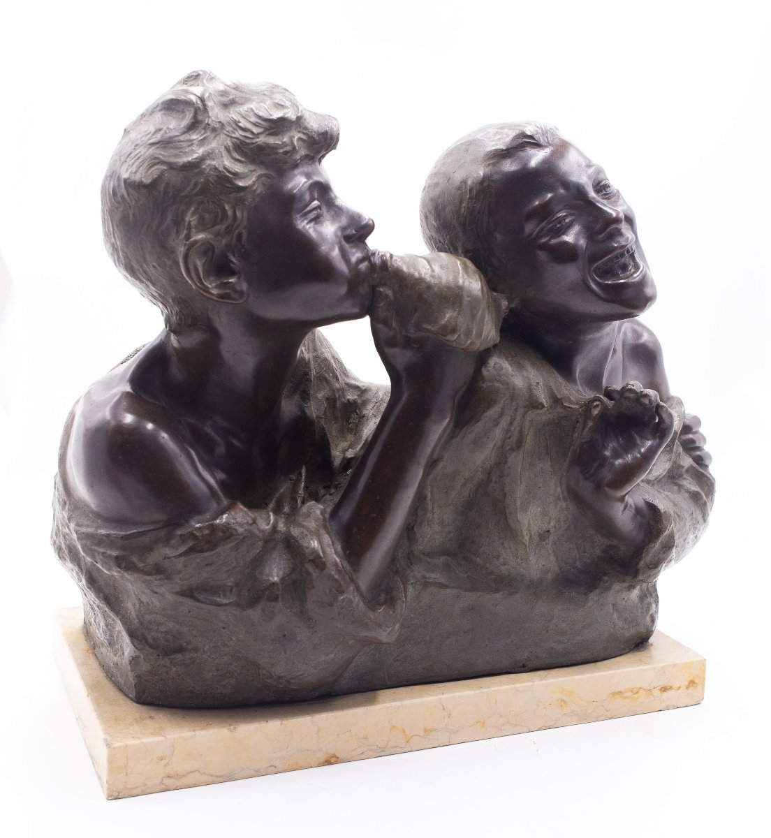 Vincenzo Aurisicchio, "I Ragazzi e la Conchiglia", in bronzo, Fine '800-photo-4