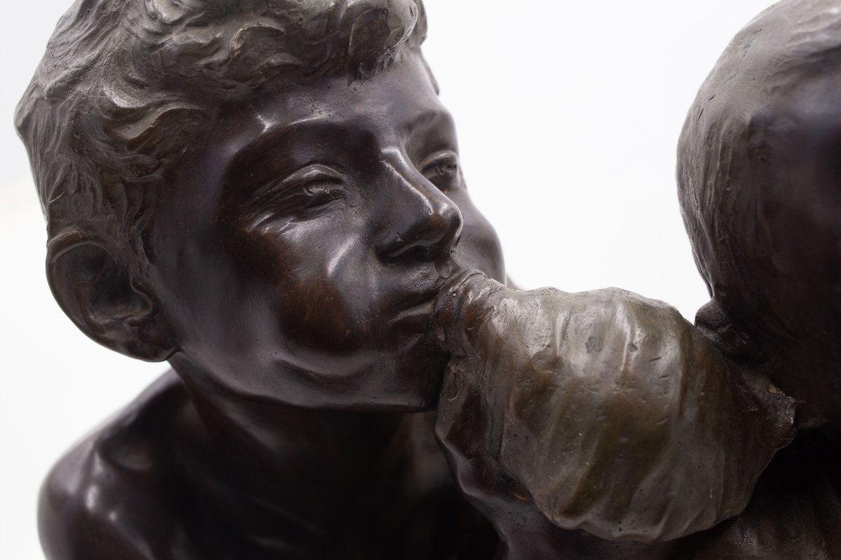 Vincenzo Aurisicchio, "I Ragazzi e la Conchiglia", in bronzo, Fine '800-photo-5