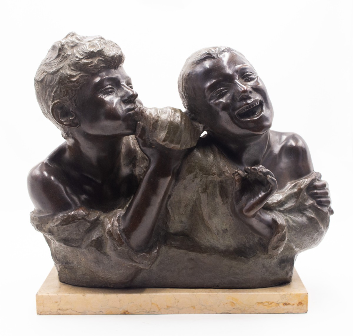 Vincenzo Aurisicchio, "I Ragazzi e la Conchiglia", in bronzo, Fine '800