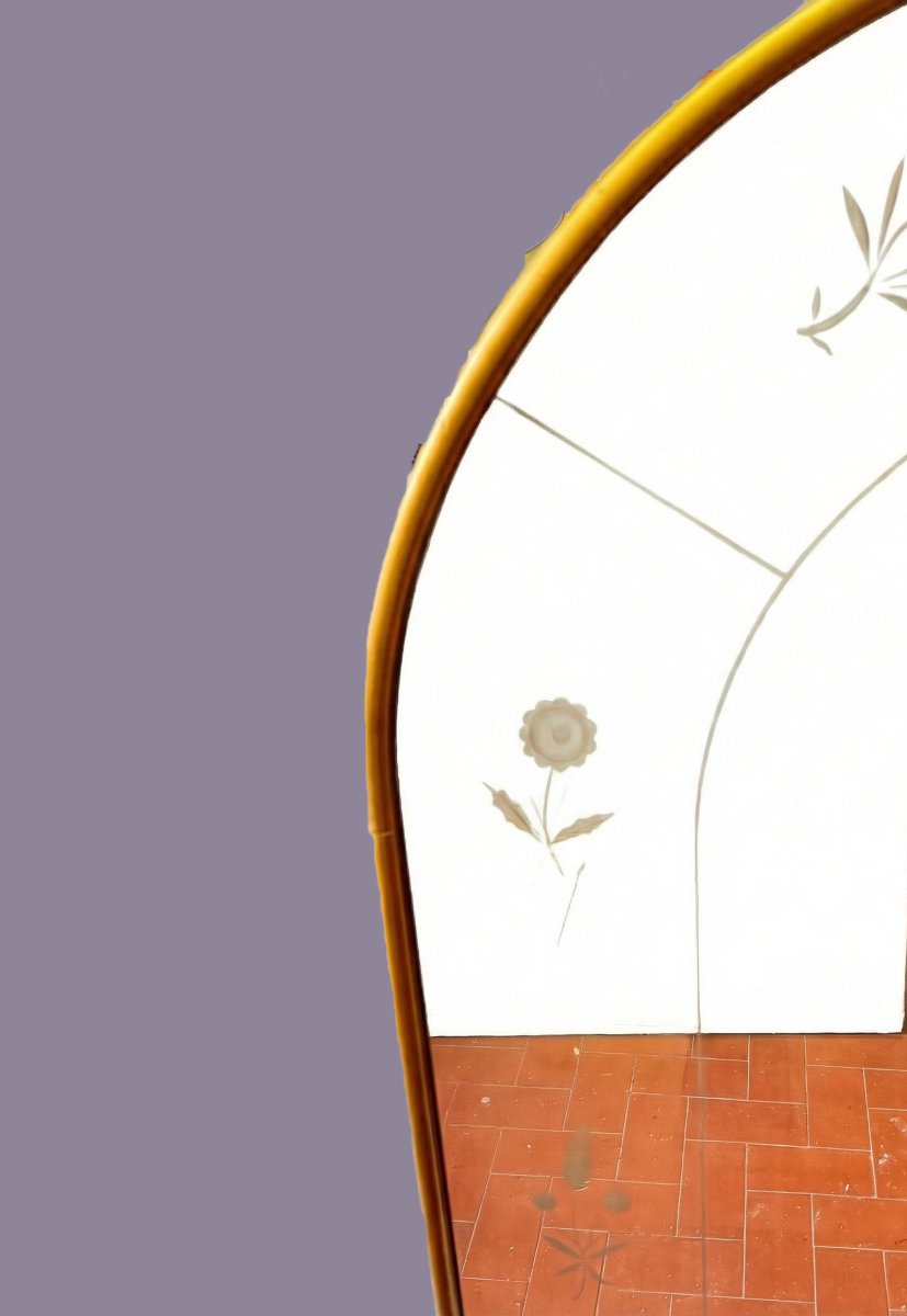 Specchio ad Arco con Cornice in Ottone, Anni '50-photo-3