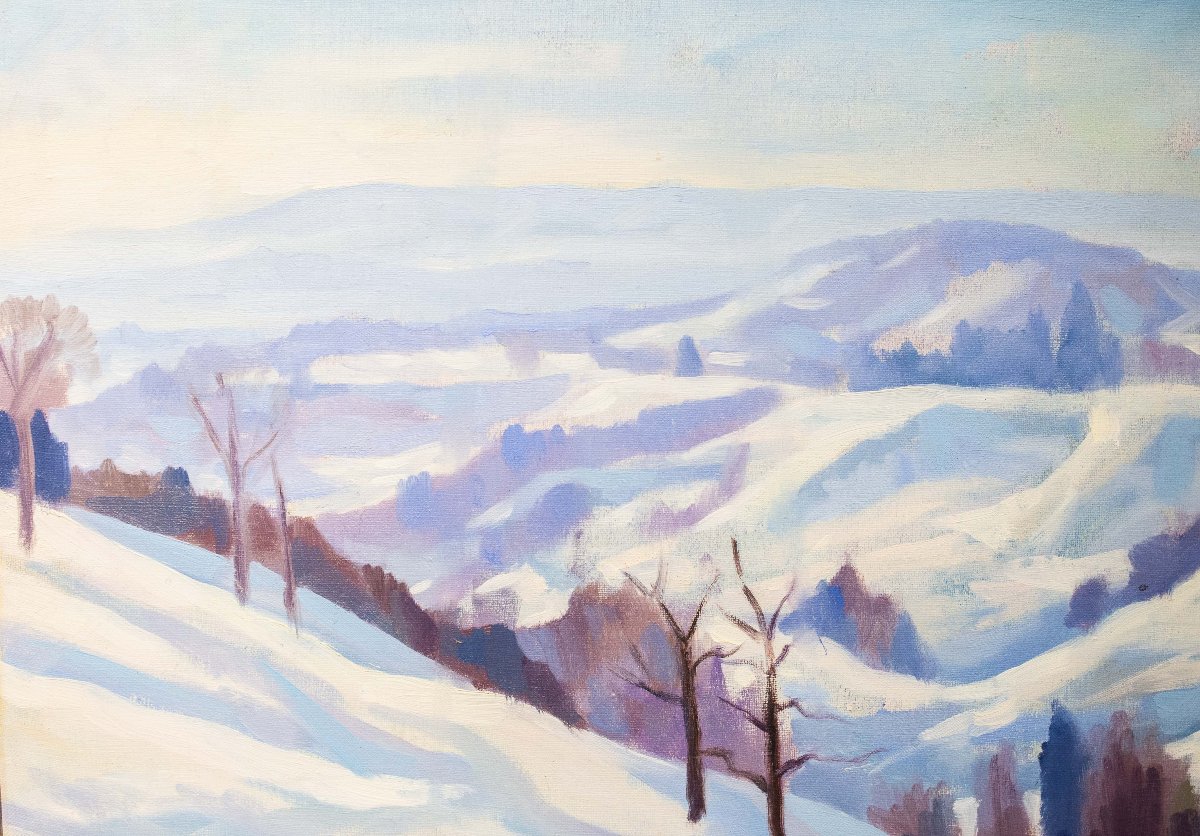 Placido Castaldi, "Paesaggio Innevato", olio su tela, 1959-photo-5
