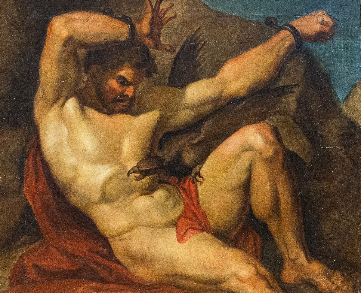 Antonio Ciseri, "Prometeo Incatenato", olio su carta, Epoca '800