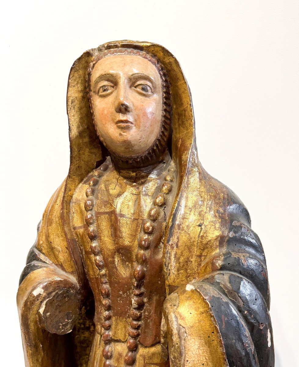 "Santa in preghiera", scultura lignea policroma, Epoca '600-photo-2