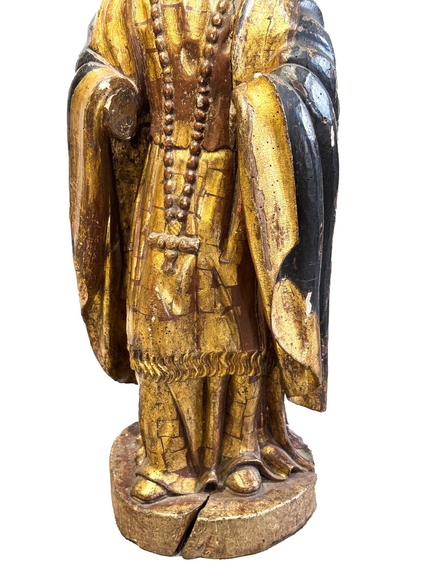 "Santa in preghiera", scultura lignea policroma, Epoca '600-photo-2