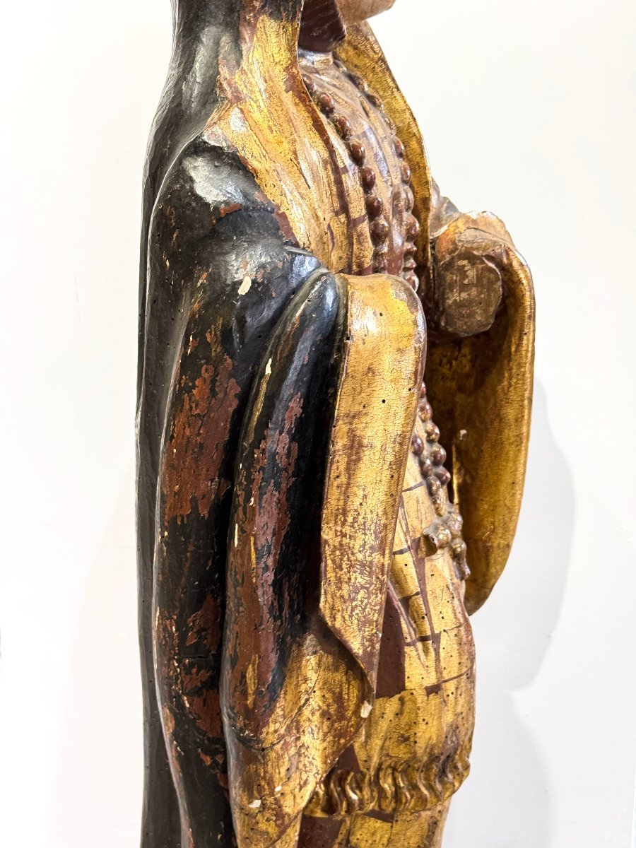 "Santa in preghiera", scultura lignea policroma, Epoca '600-photo-6