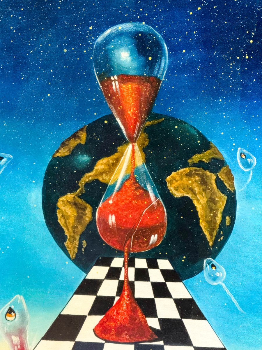 Antonio Nunziante, “L’ora del Mondo” , olio su tela, firmato, Epoca '900-photo-3