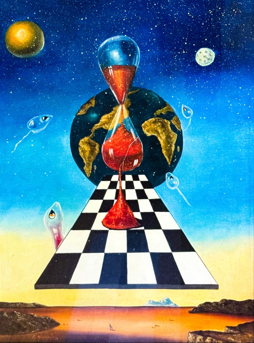 Antonio Nunziante, “L’ora del Mondo” , olio su tela, firmato, Epoca '900