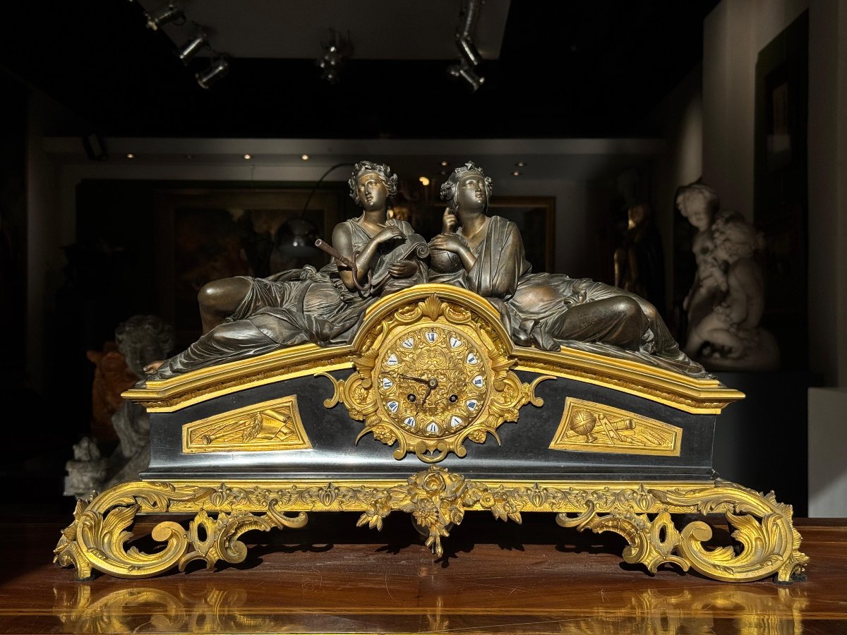 Orologio da tavolo, in bronzo dorato e marmo, Epoca '800-photo-3