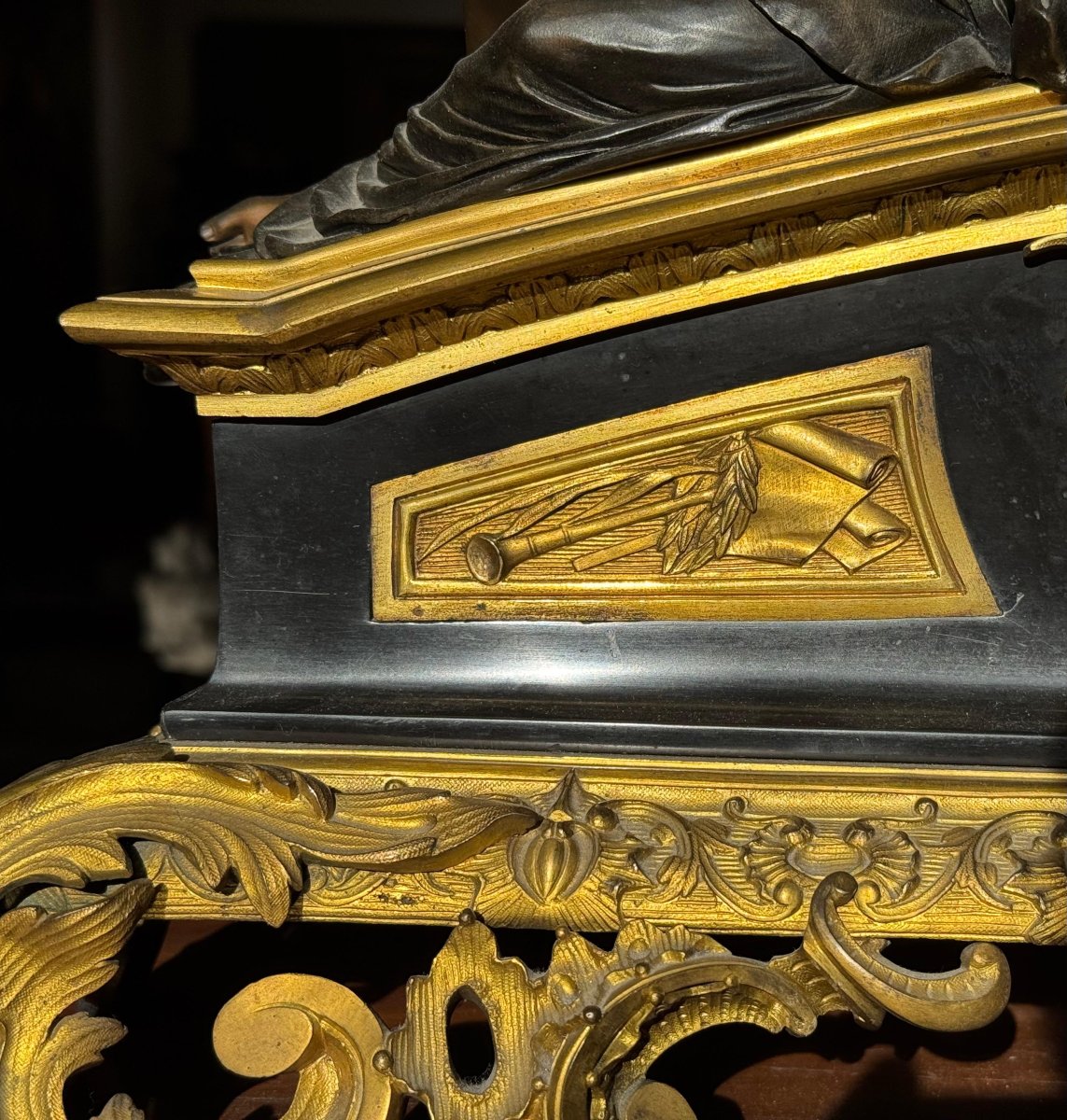 Orologio da tavolo, in bronzo dorato e marmo, Epoca '800-photo-6