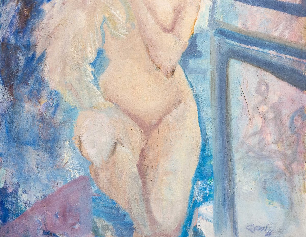 Carlo Corsi, " Intimità", olio su tela, firmato, 1964-photo-1