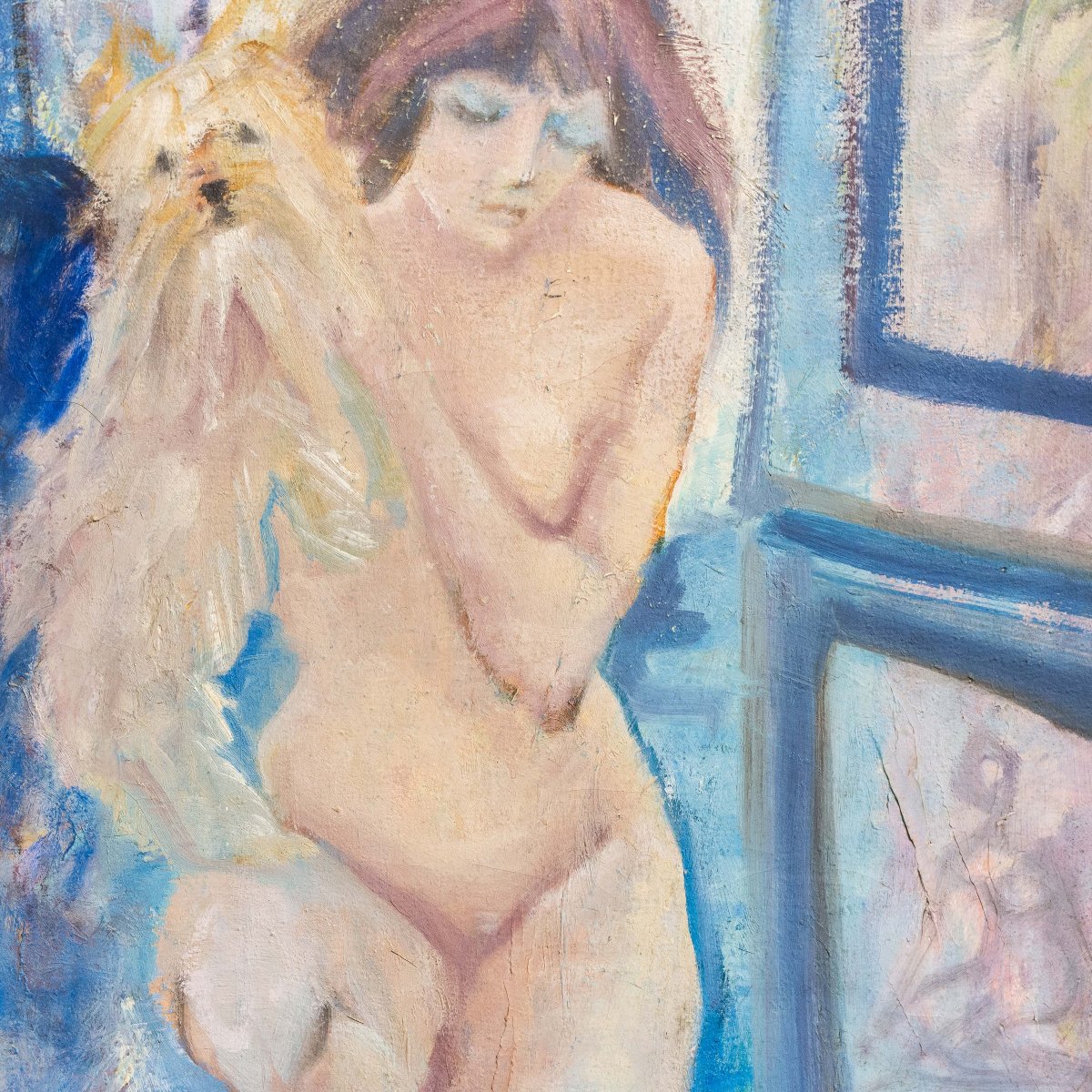 Carlo Corsi, " Intimità", olio su tela, firmato, 1964-photo-2