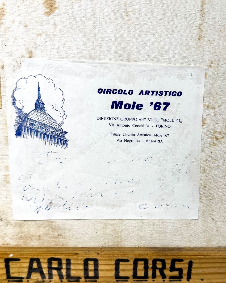 Carlo Corsi, " Intimità", olio su tela, firmato, 1964-photo-6