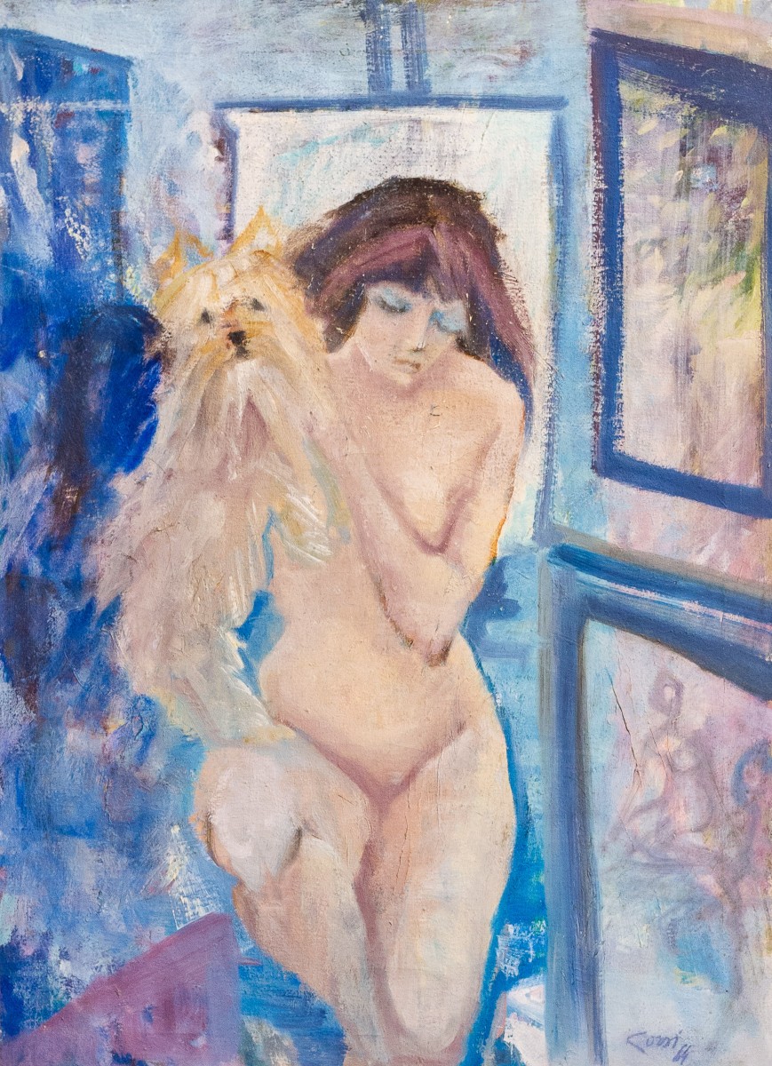 Carlo Corsi, " Intimità", olio su tela, firmato, 1964
