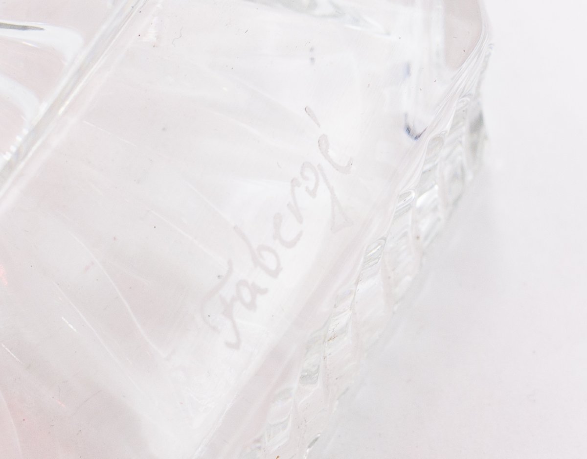 Fabergé, vaso/uovo, in cristallo, marchiato, Epoca '900-photo-4