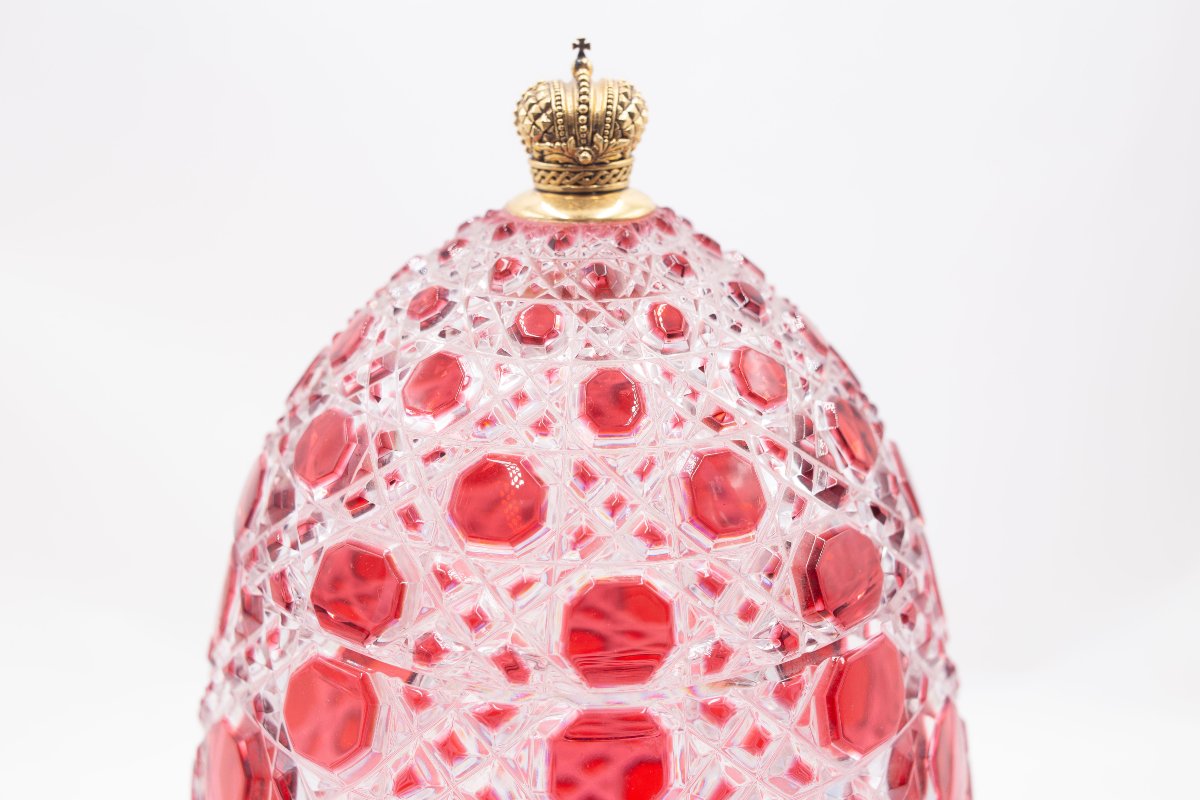 Fabergé, vaso/uovo, in cristallo, marchiato, Epoca '900-photo-2