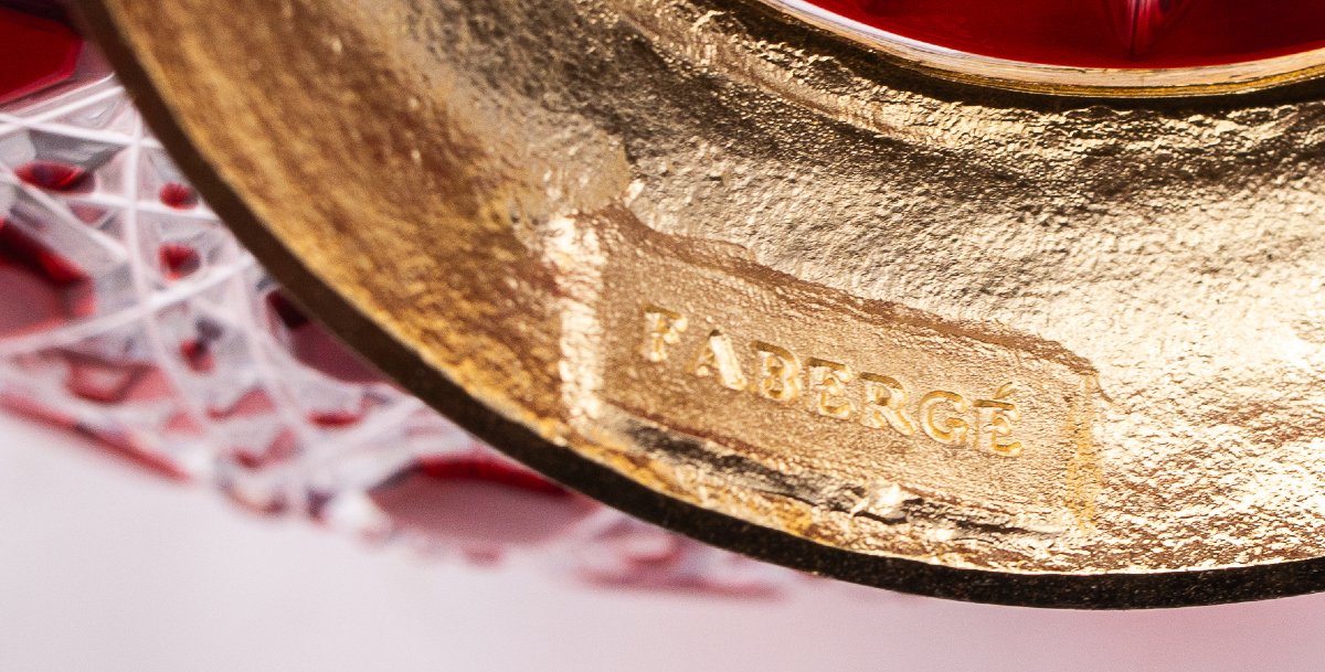 Fabergé Paris, ciotola in cristallo rosso e trasparente, firmata, Epoca '900-photo-4