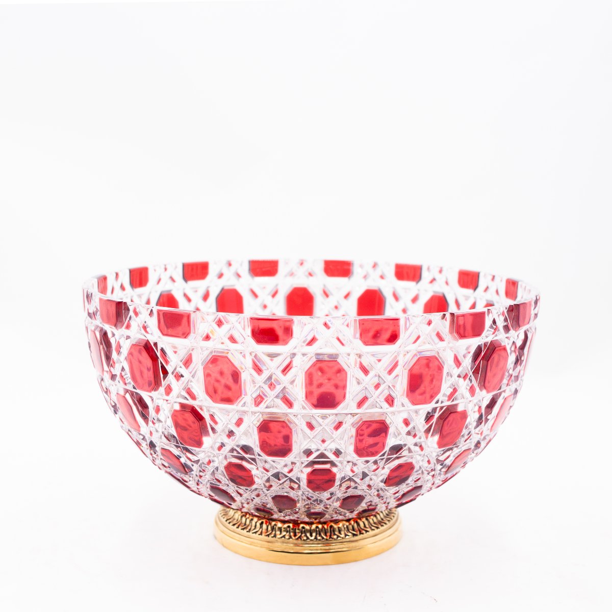 Fabergé Paris, ciotola in cristallo rosso e trasparente, firmata, Epoca '900-photo-1