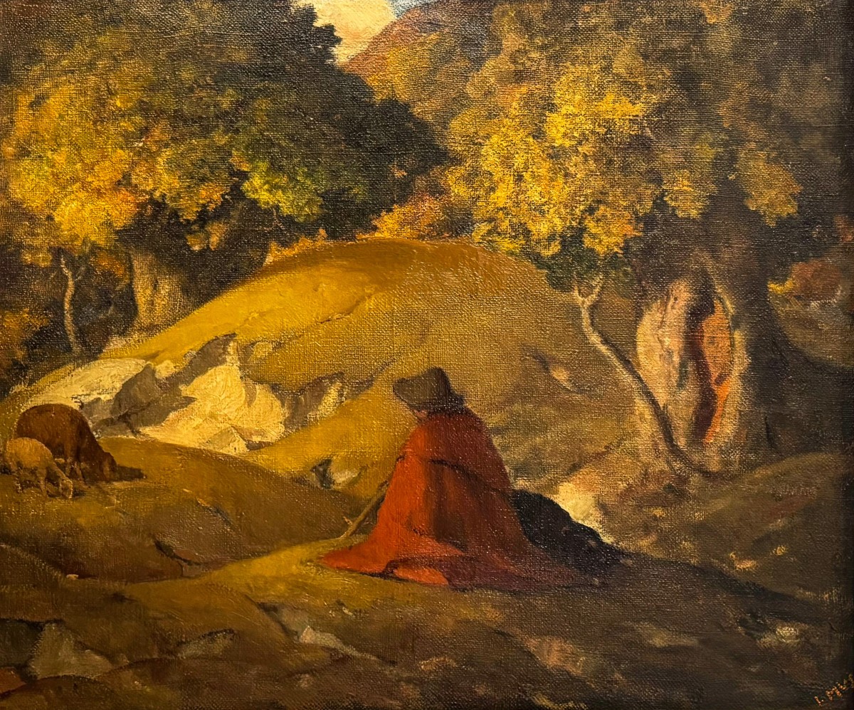 Italo Mus, "Quiete Autunnale", olio su tela, firmato, Anni '40