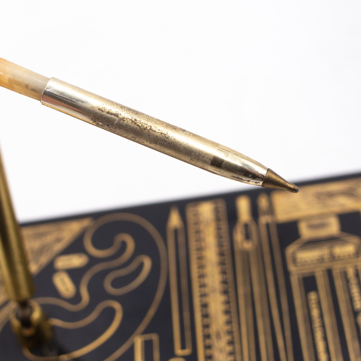 Piero Fornasetti, set da scrivania, ceramica ottone, siglato, Anni '50-photo-5