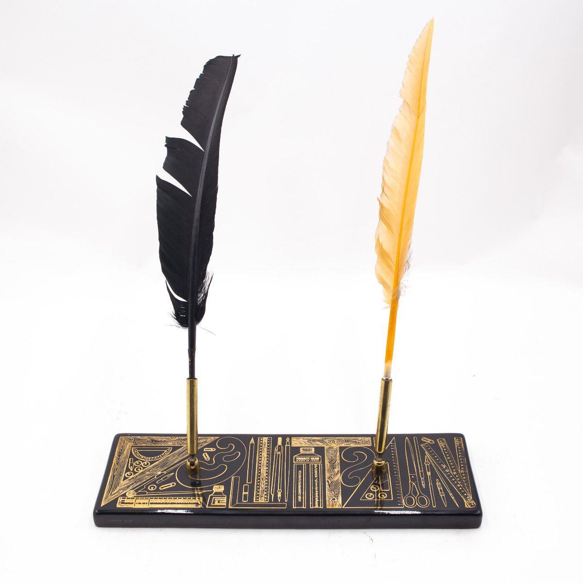 Piero Fornasetti, set da scrivania, ceramica ottone, siglato, Anni '50-photo-8