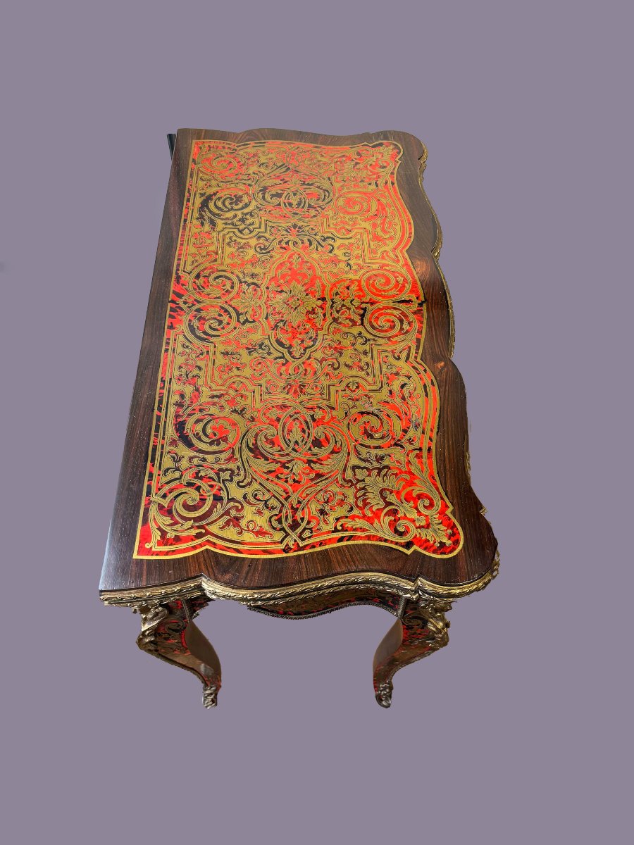 Consolle da gioco in intarsio Boulle, XIX Secolo-photo-2