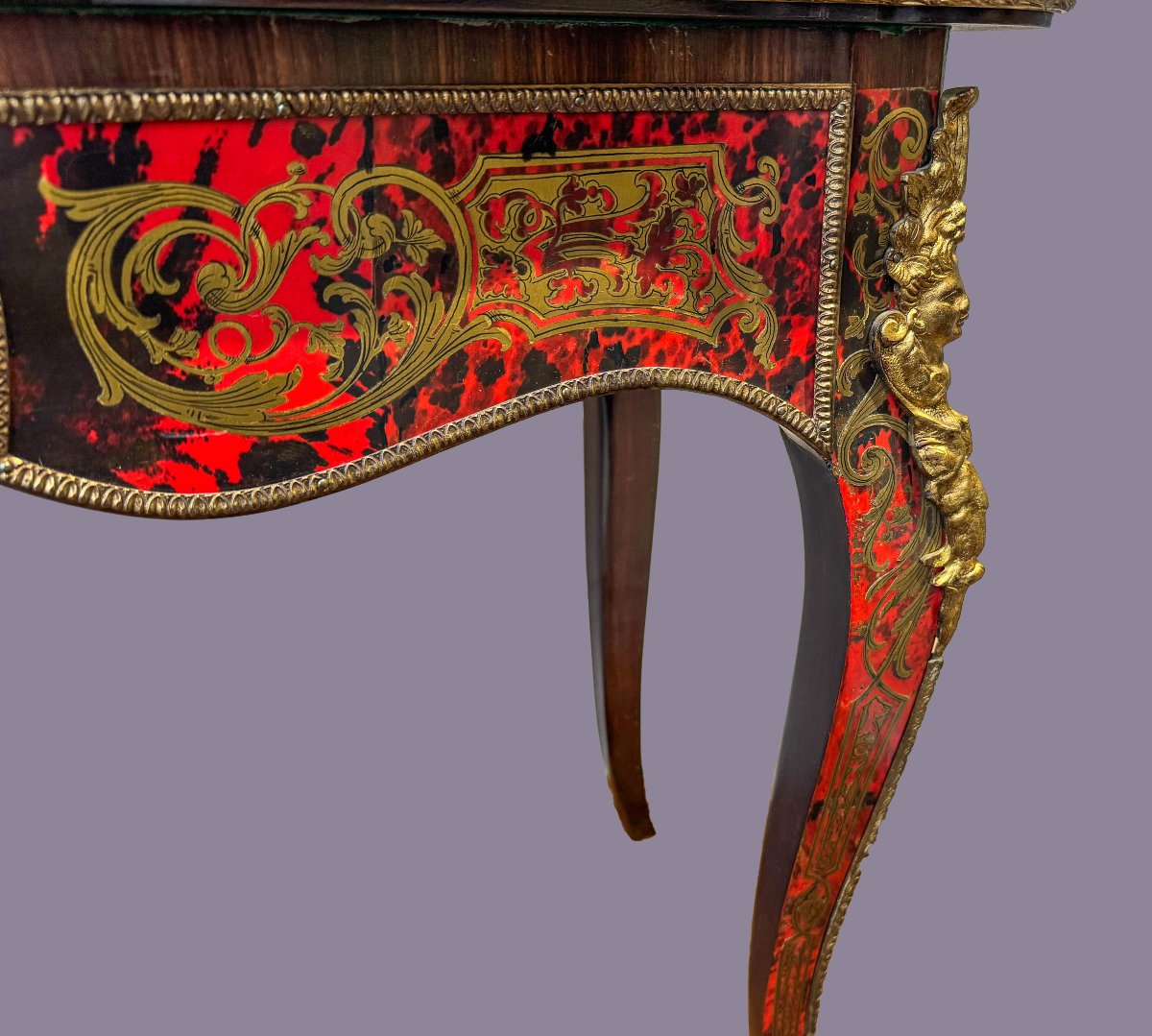 Consolle da gioco in intarsio Boulle, XIX Secolo-photo-3