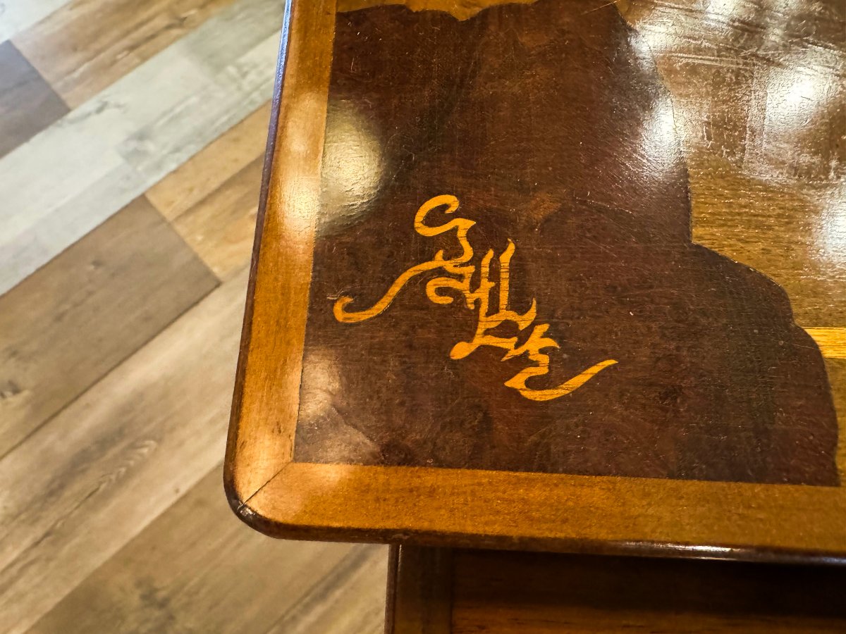 Émile Gallé, set di quattro tavolini a incastro Art Nouveau, Primi '900-photo-4