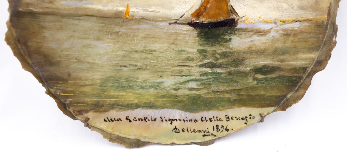 Conchiglia dipinta di Lorenzo Delleani, firmata – 1894-photo-3